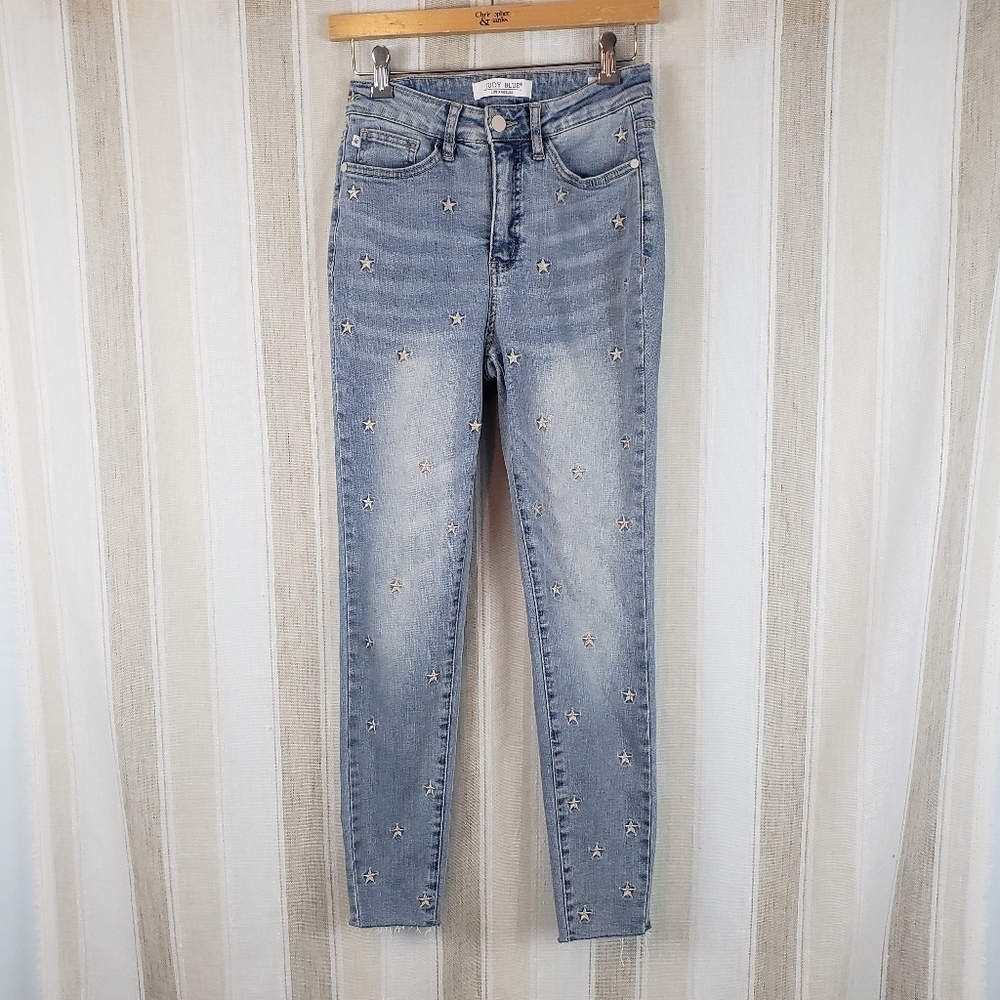 Judy Blue Star Embroidered Skinny Jeans‎ Blue Size 25